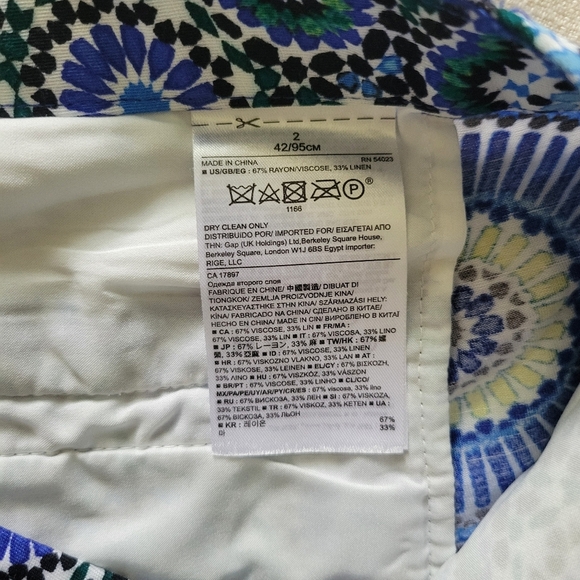 Banana Republic Womens Linen Blend Mid Rise Chino Shorts Size 2 Blue Geometric - Picture 7 of 8
